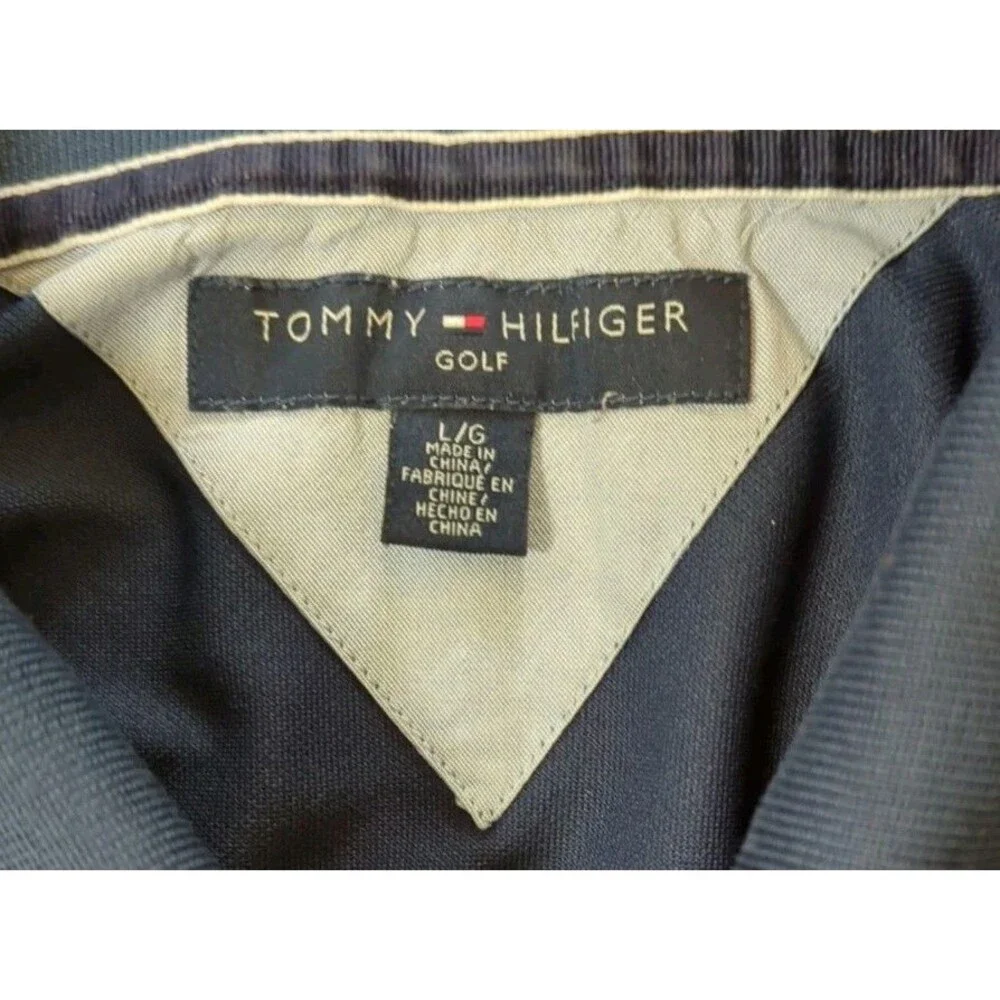 Tommy Hilfiger Performance Golf Navy Blue Polo Shirt Men’s Sz L Polyester EUC - Picture 5 of 6